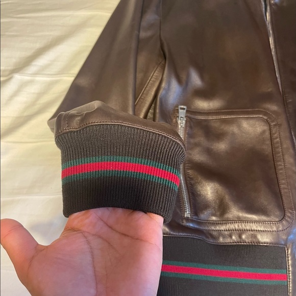 Dark brown soft leather Gucci Jacket. - Picture 6 of 8